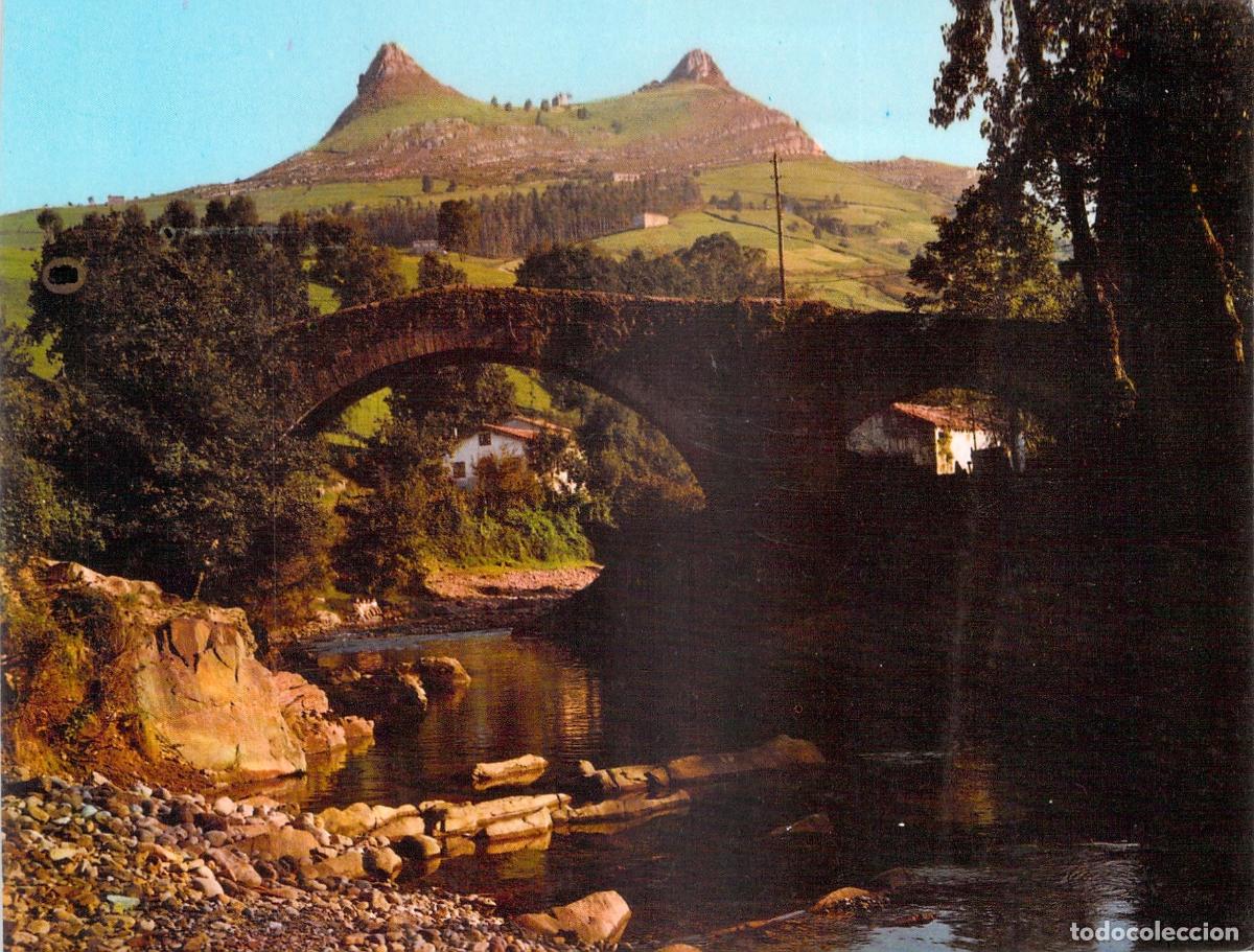 Postales: Postal de Li&eacute;rganes Cantabria Puente Romano y Paisaje
