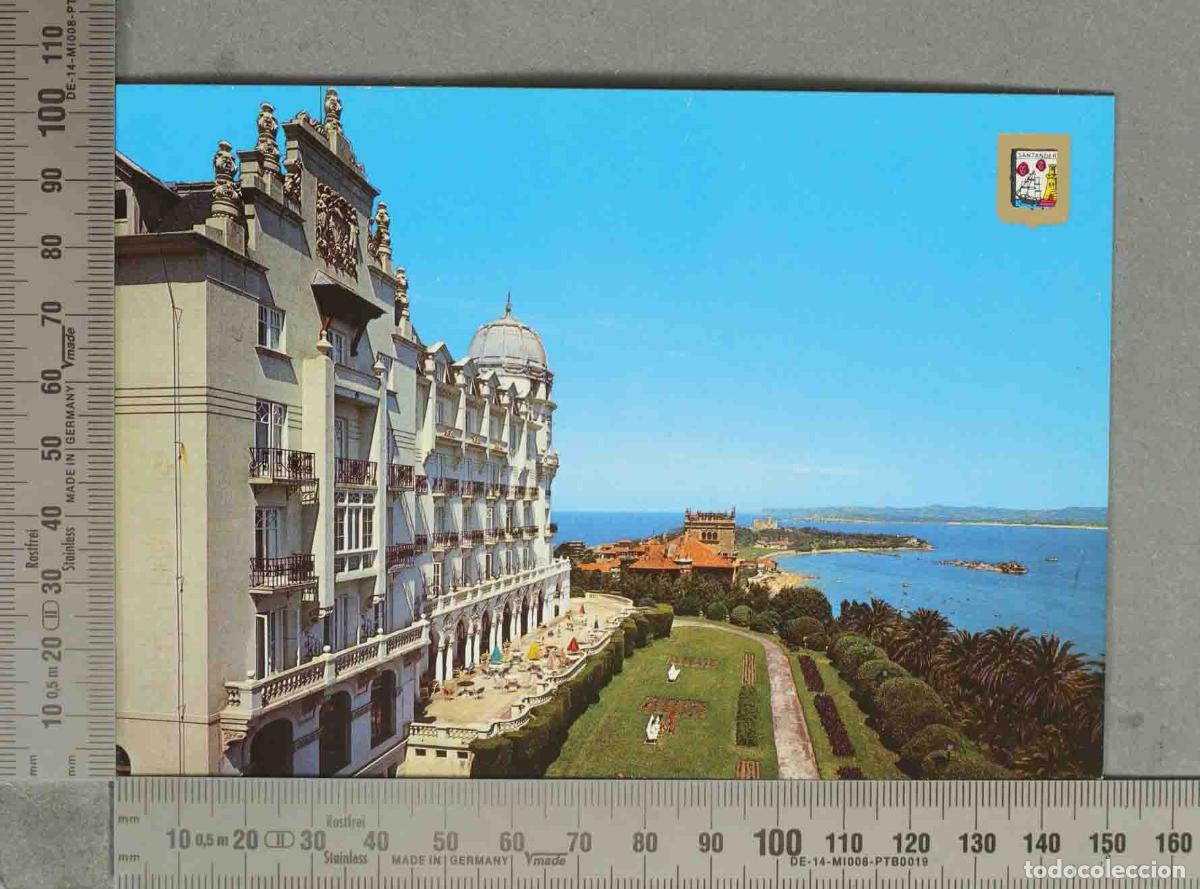Postales: POSTAL. Santander - Hotel Real y Pen&iacute;nsula de la Magdalena - Escudo de Oro