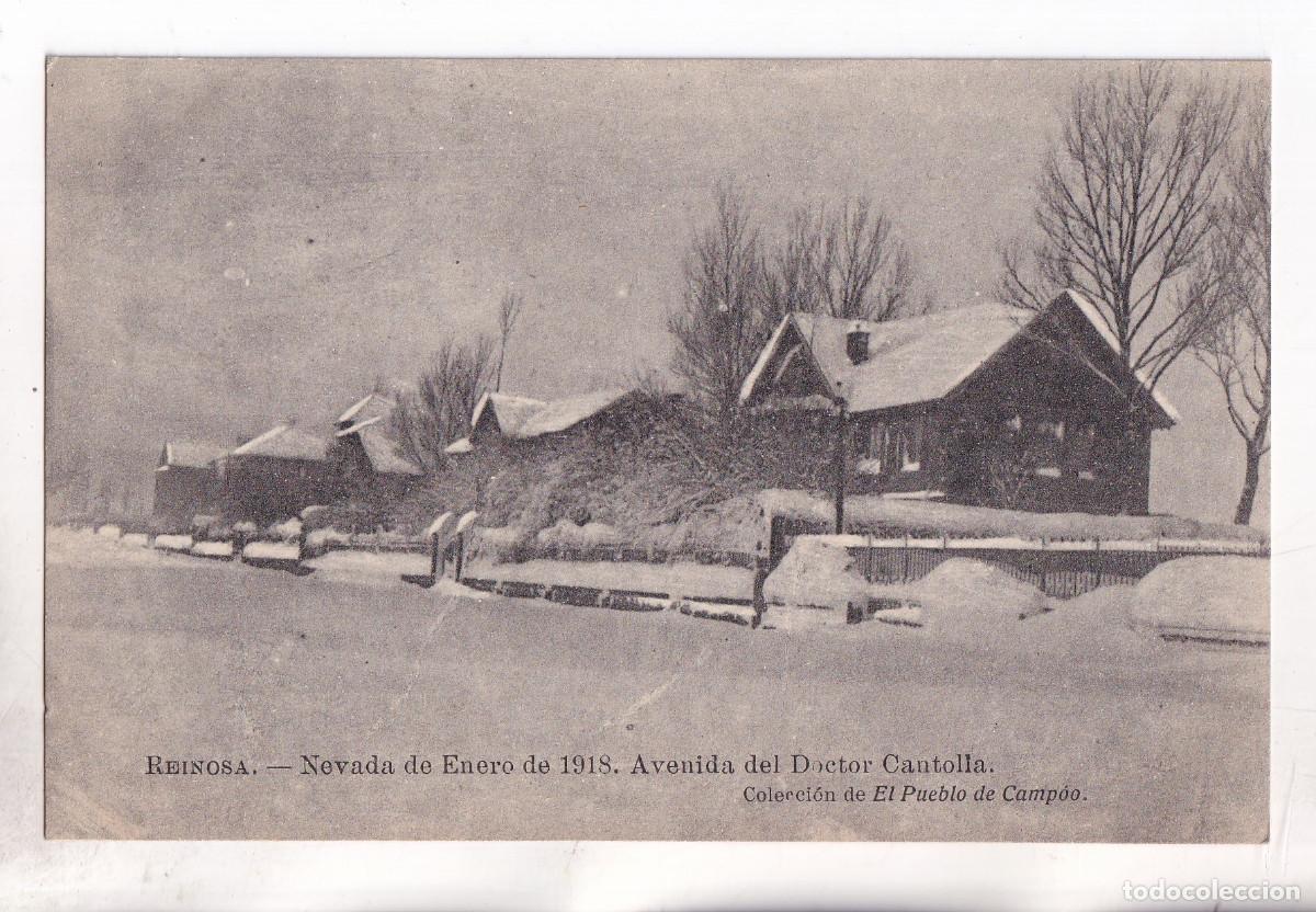 Postales: POSTAL. REINOSA. NEVADA DE ENERO DE 1918. AVENIDA DEL DOCTOR CANTOLLA. CANTABRIA
