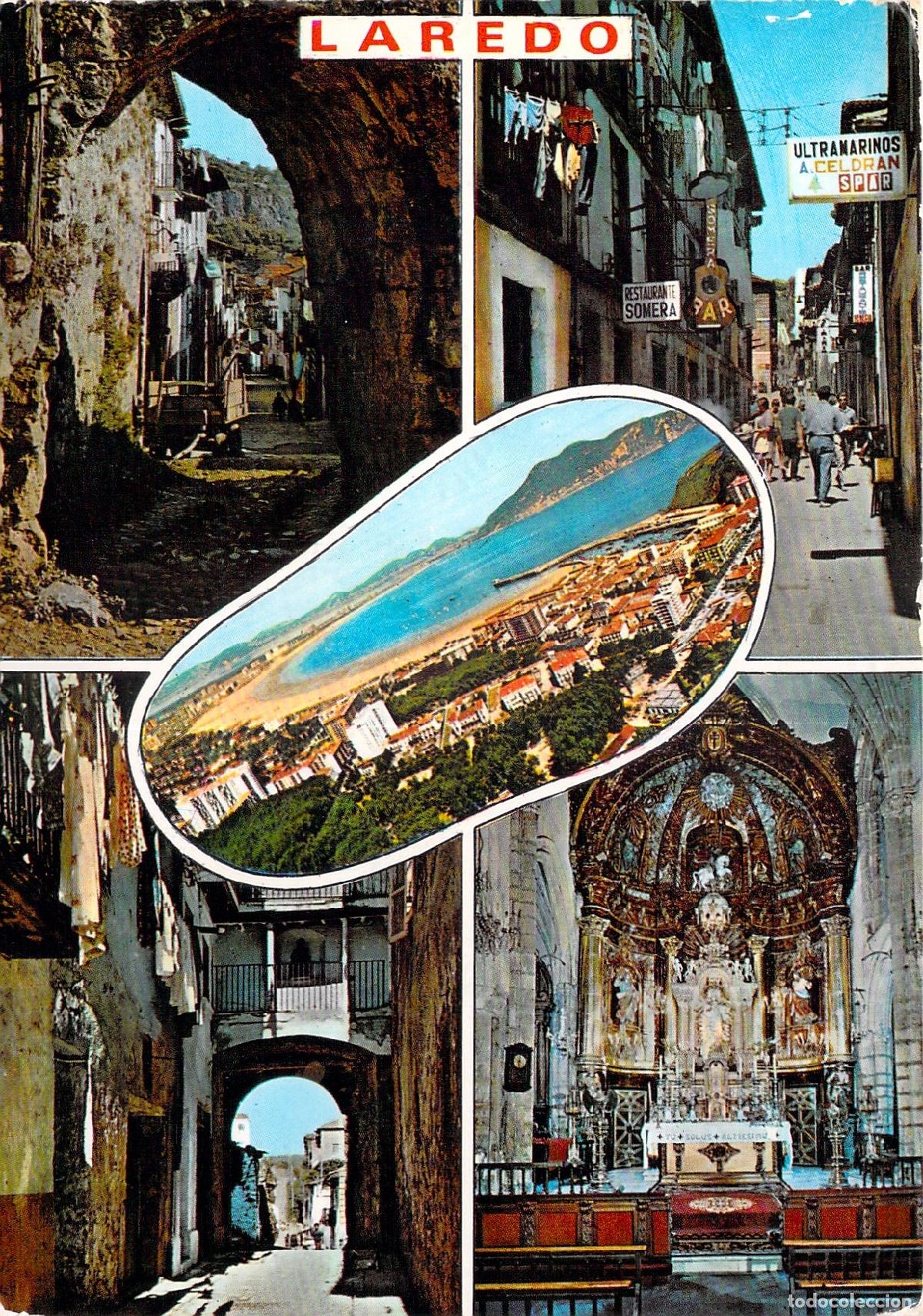 Postales: Postal de Laredo, Cantabria - Vistas de la Playa, Calles y Retablo