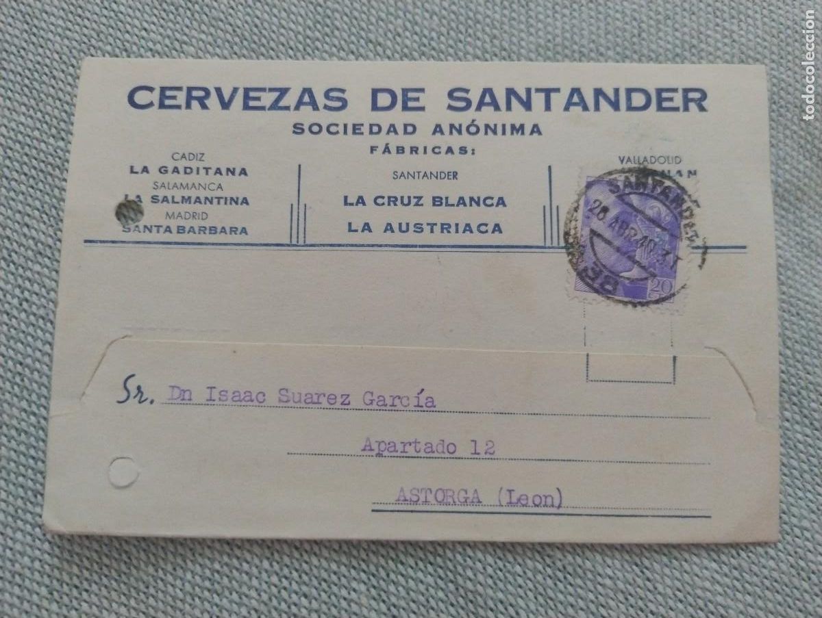 Postales: Cervezas de Santander. F&aacute;bricas Santander La Cruz Blanca. La gaditana, La salmantina, Santa B&aacute;rbara