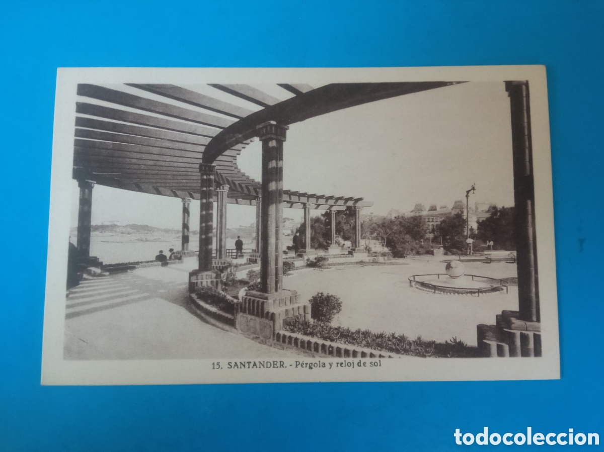 Postales: Antigua postal fotogr&aacute;fica, Santander, Pergola y reloj de sol