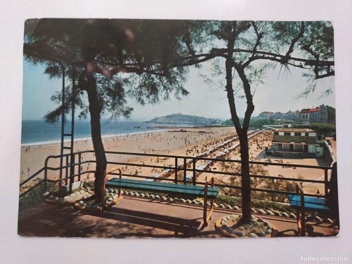 Postales: POSTAL SANTANDER SARDINERO PRIMERA PLAYA DESDE PIQUIO. 1959. CIRCULADA. DOMINGUEZ 15