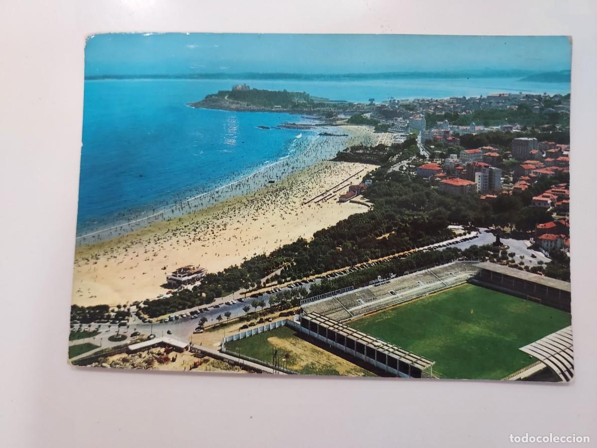 Postales: POSTAL SANTANDER VISTA AEREA SEGUNDA PLAYA. 1965. CIRCULADA. CAMPOS DE SPORT DEL SARDINERO RACING