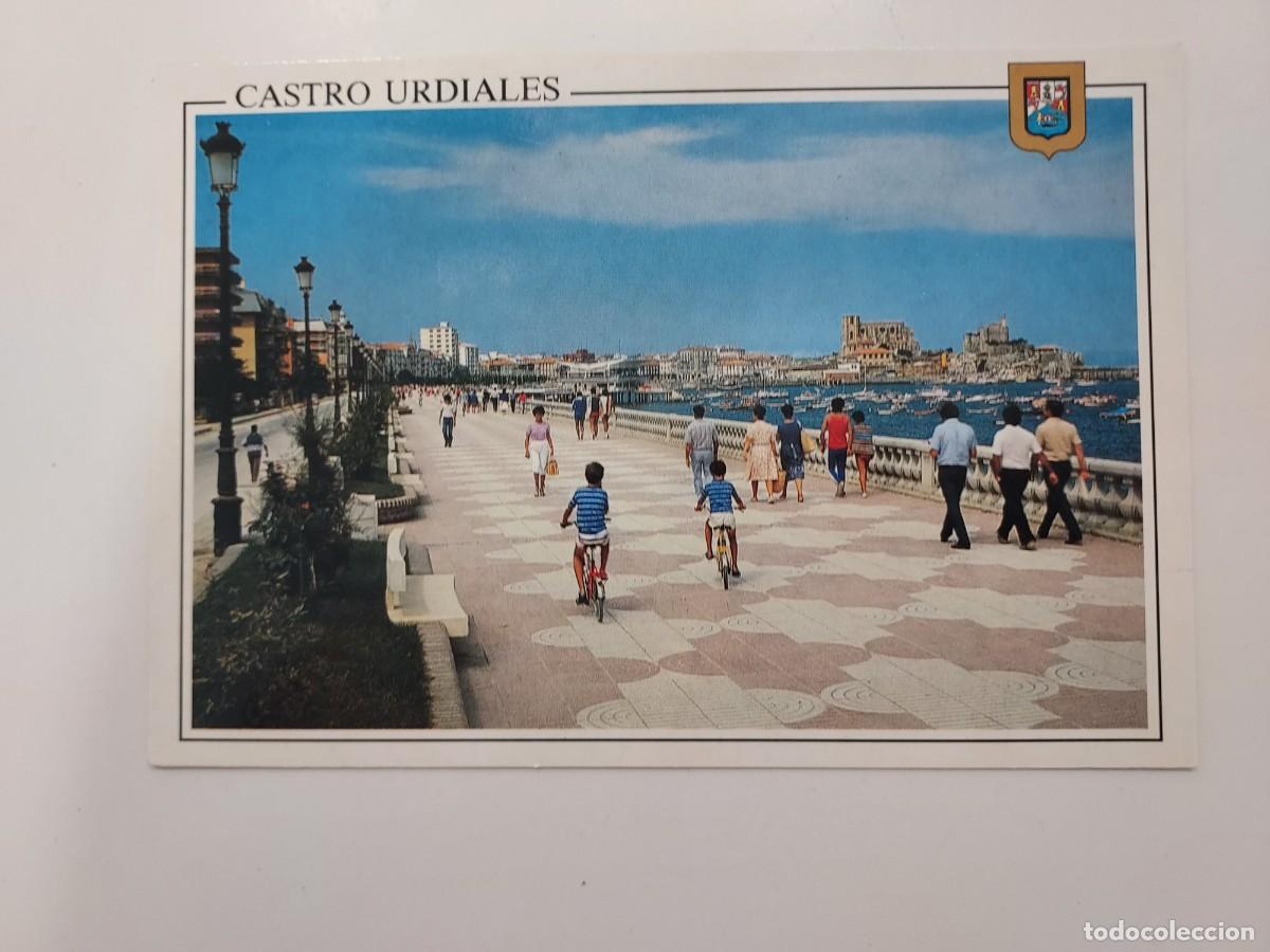 Postales: POSTAL CASTRO URDIALES PASEO MARITIMO. 1991. SIN CIRCULAR. CANTABRIA. NI&Ntilde;OS EN BICICLETA