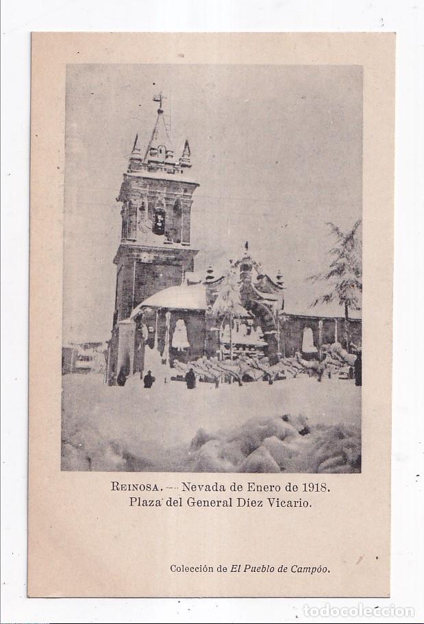 Postales: POSTAL. REINOSA. NEVADA DE ENERO DE 1915. PLAZA GENERAL D&Iacute;EZ VICARIO. CANTABRIA