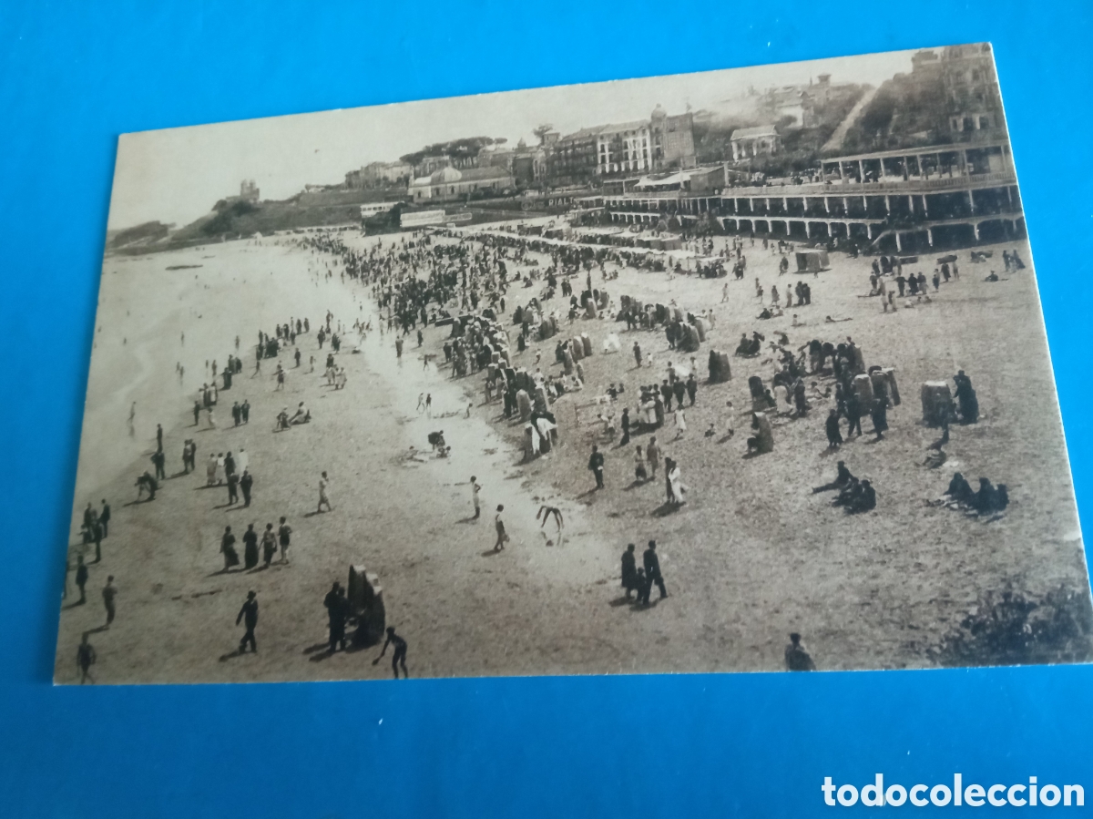Postales: Antigua postal fotogr&aacute;fica, Santander, Sardinero, Playa primera, Colecci&oacute;n Cuadros Monta&ntilde;eses