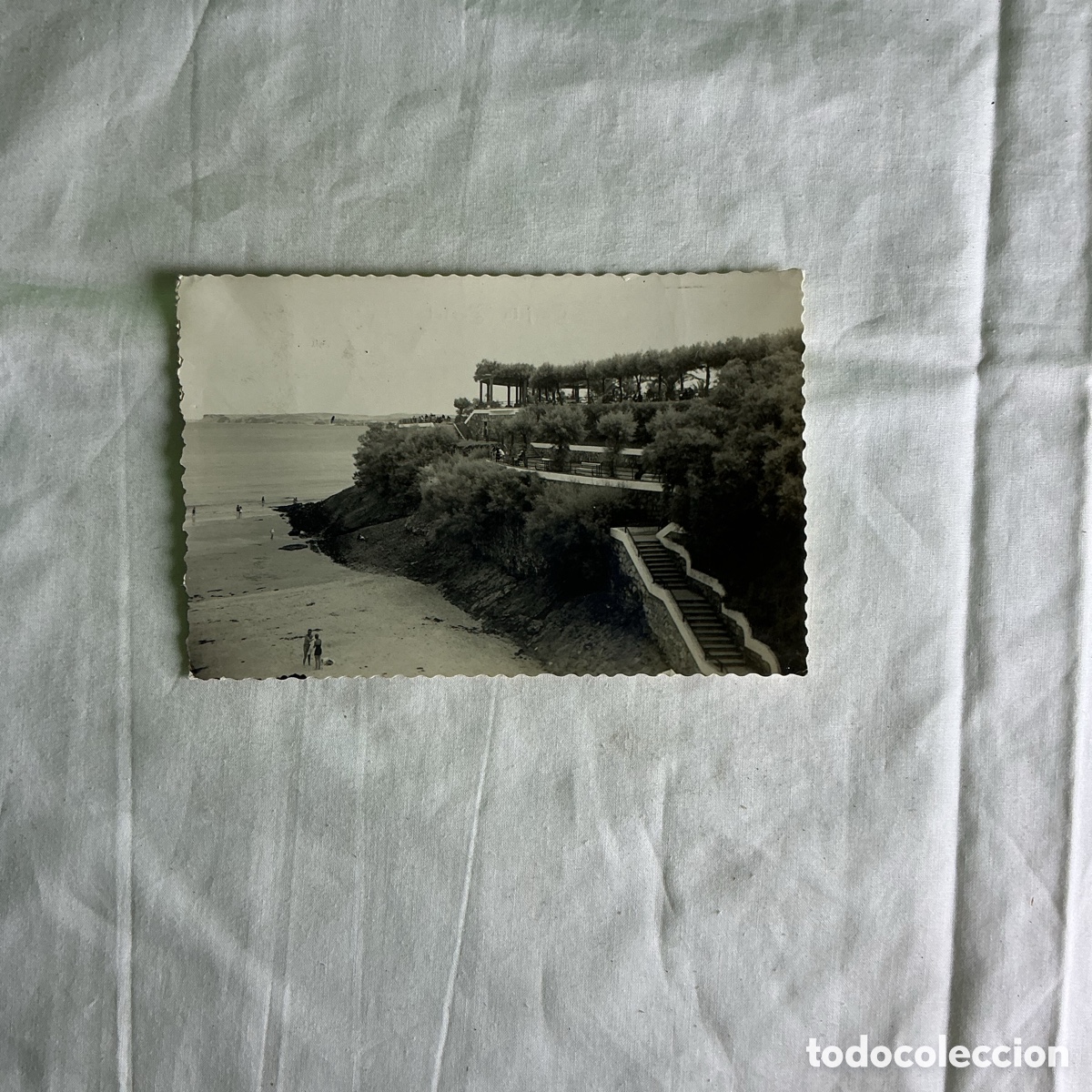 Postales: Postal Santander Bajada de Piqu&iacute;o a la Playa Blanco y negro Original de la &eacute;poca 1963