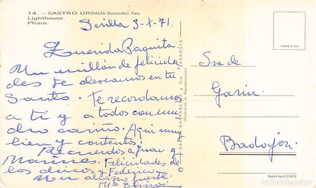 Postales: Faro en Castro Urdiales (Santander) - Escrita - 1971 - Foto 3