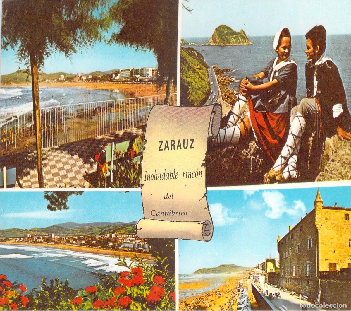Postales: Postal de Zarautz, Paisaje Costero y Trajes Tradicionales