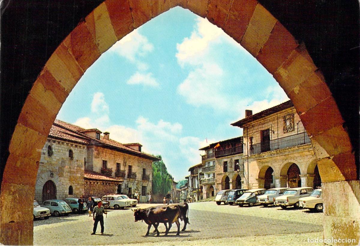 Postales: Postal de la Plaza Mayor en Santillana del Mar, Cantabria