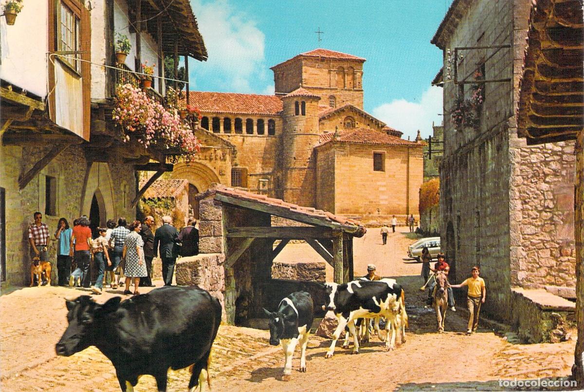 Postales: Postal de la Colegiata de Santillana del Mar, Cantabria