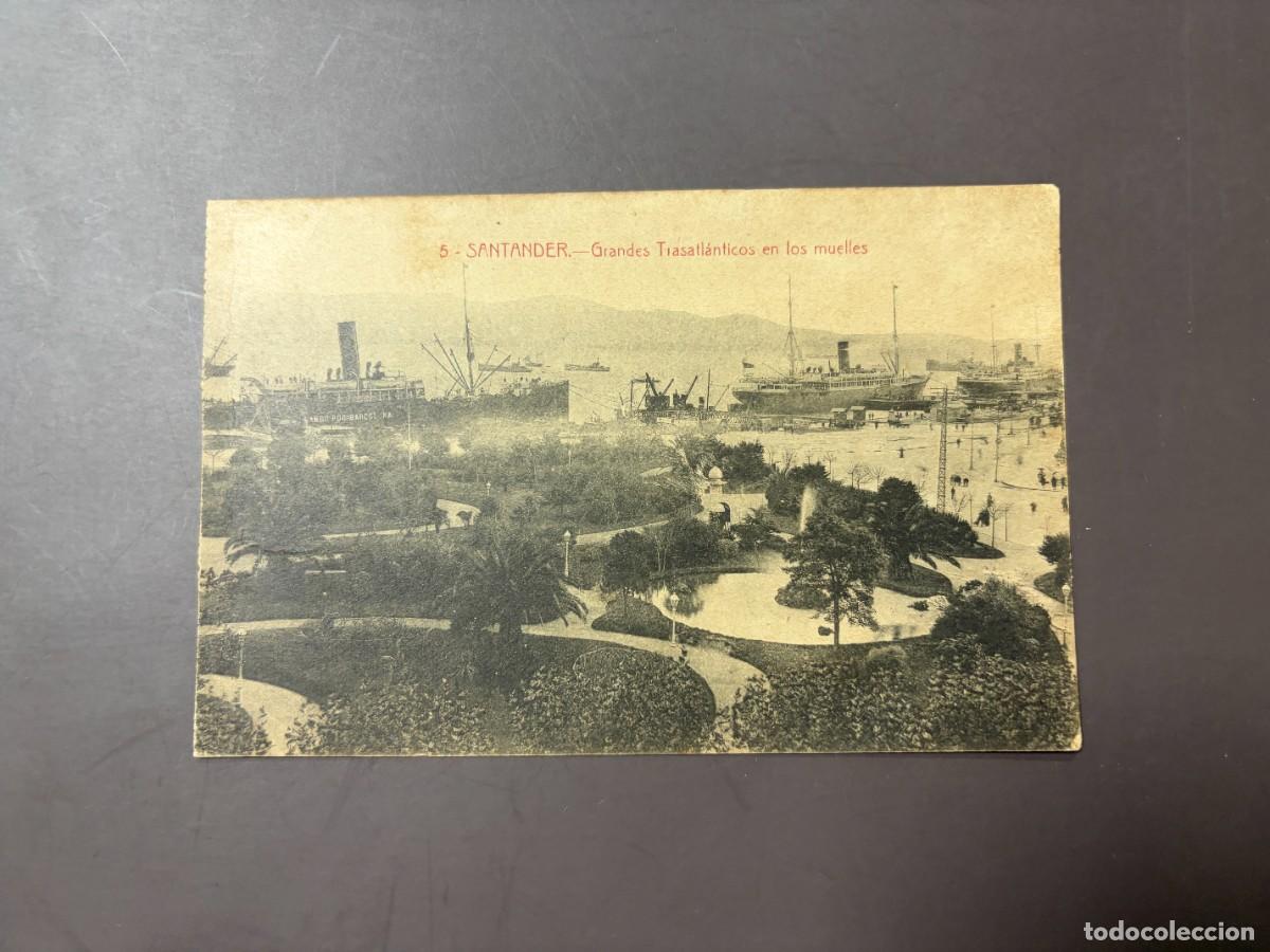Postales: TARJETA POSTAL. SANTANDER. 5.- GRANDES TRASATL&Aacute;NTICOS EN LOS MUELLES