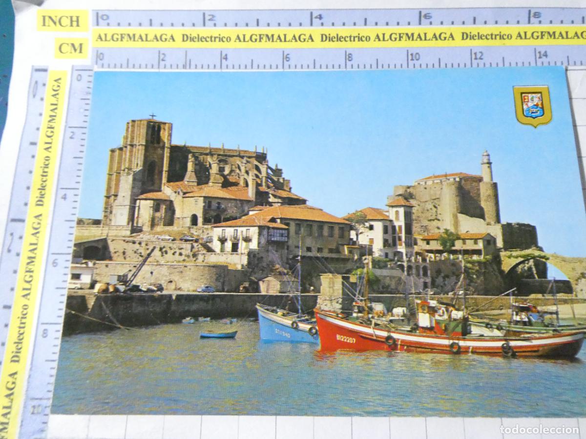 Postales: POSTAL DE CANTABRIA. A&Ntilde;O 1967. CASTRO URDIALES IGLESIA DE SANTA MAR&Iacute;A Y FARO 20 ESCUDO ORO. 2770