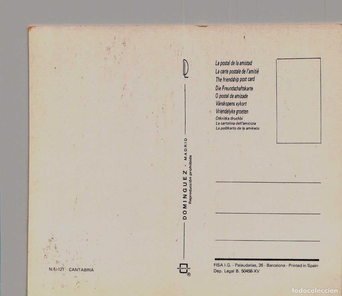 Postales: Postal ilustrada del mapa de Cantabria Espa&ntilde;a - Foto 2