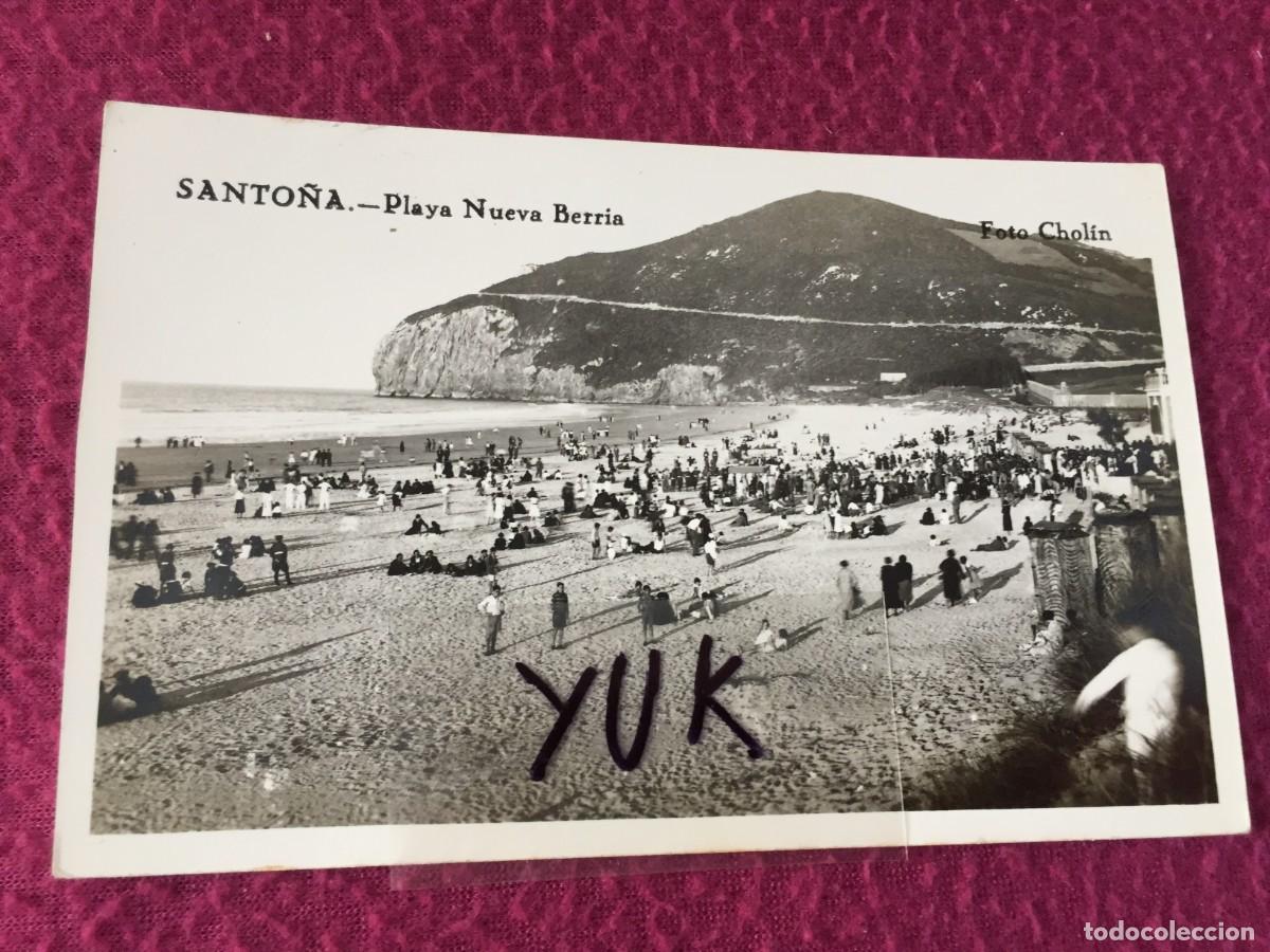 Postales: POSTAL FOTOGR&Aacute;FICA DE CANTABRIA SANTO&Ntilde;A VISTA DE LA PLAYA DE NUEVA BERRIA - FOTOGRAFO CHOLIN