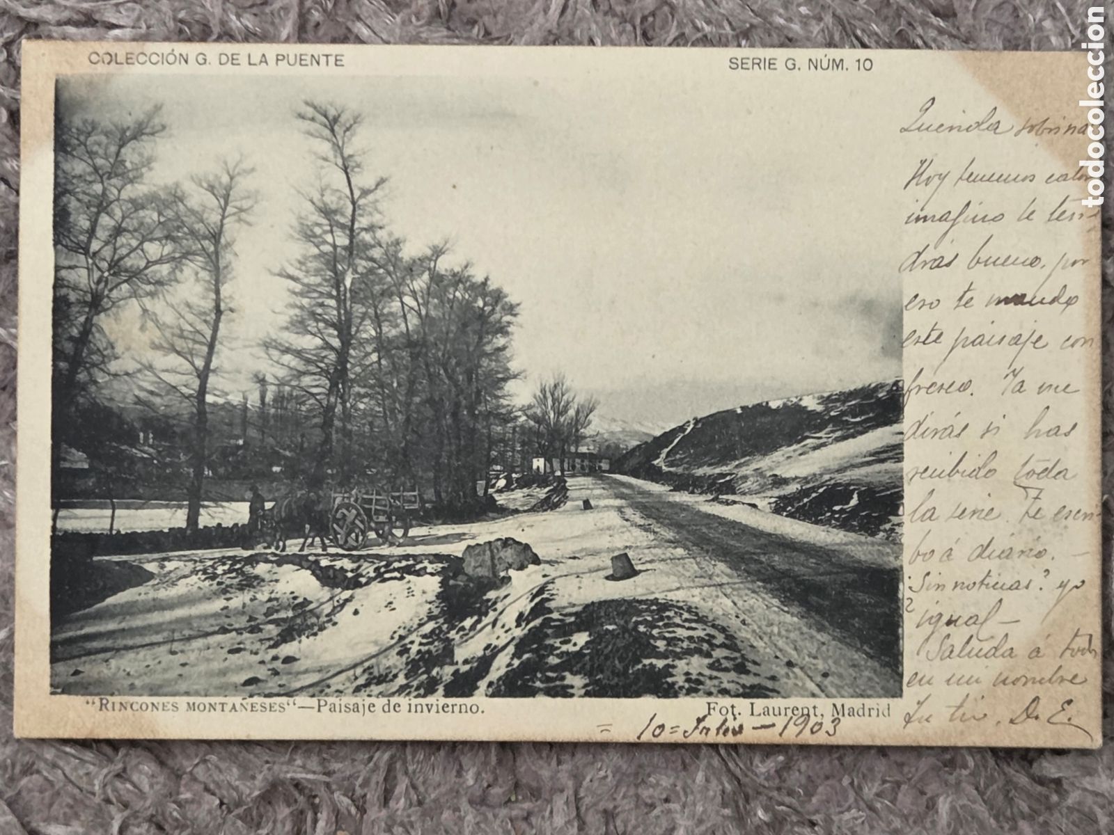 Postales: RINCONES MONTA&Ntilde;ESES Paisaje de Invierno 1903 Col. G. de la Puente. Cantabria