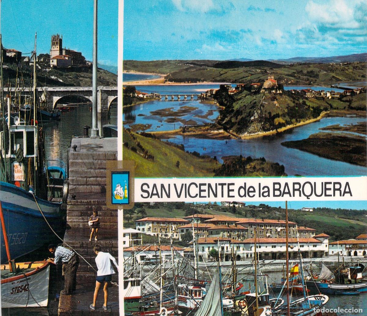 Postales: Postal de San Vicente de la Barquera con vistas al puerto