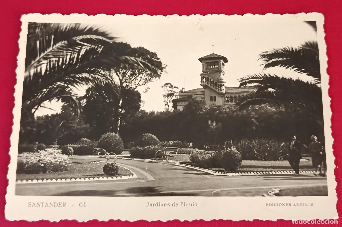 Postales: POSTAL FOTOGRAFICA JARDINES DE PIQUIO - SANTANDER 1950 - EDICIONES ARRIBAS