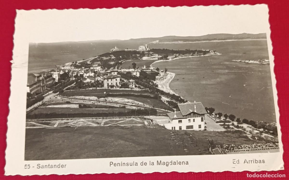 Postales: POSTAL FOTOGR&Aacute;FICA PEN&Iacute;NSULA DE LA MAGDALENA - SANTANDER 1950 - EDICIONES ARRIBAS