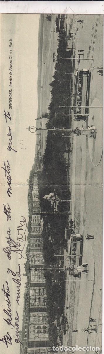 Postales: Santander Avenida de Alfonso XIII y el Muelle. Postal doble. Sin circular.