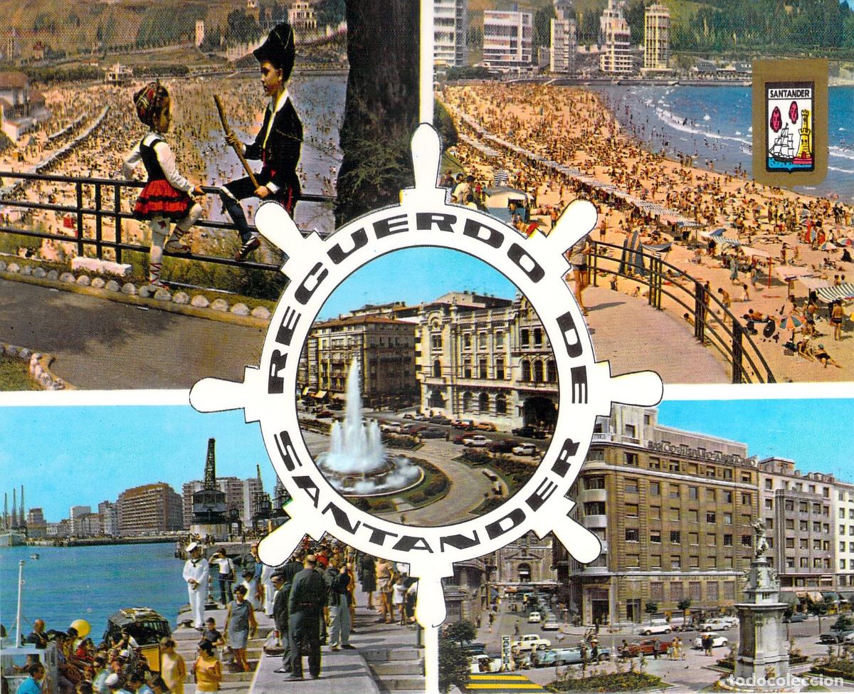 Postales: Postal de recuerdo de Santander, vistas de playa y ciudad