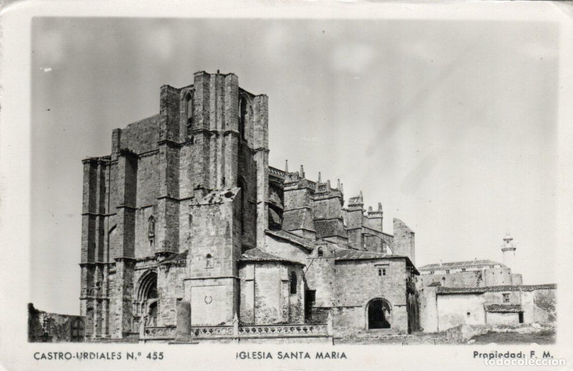 Postkarten: BONITA POSTAL - CASTRO-URDIALES (SANTANDER) - IGLESIA SANTA MARIA - PROPIEDAD F.M.