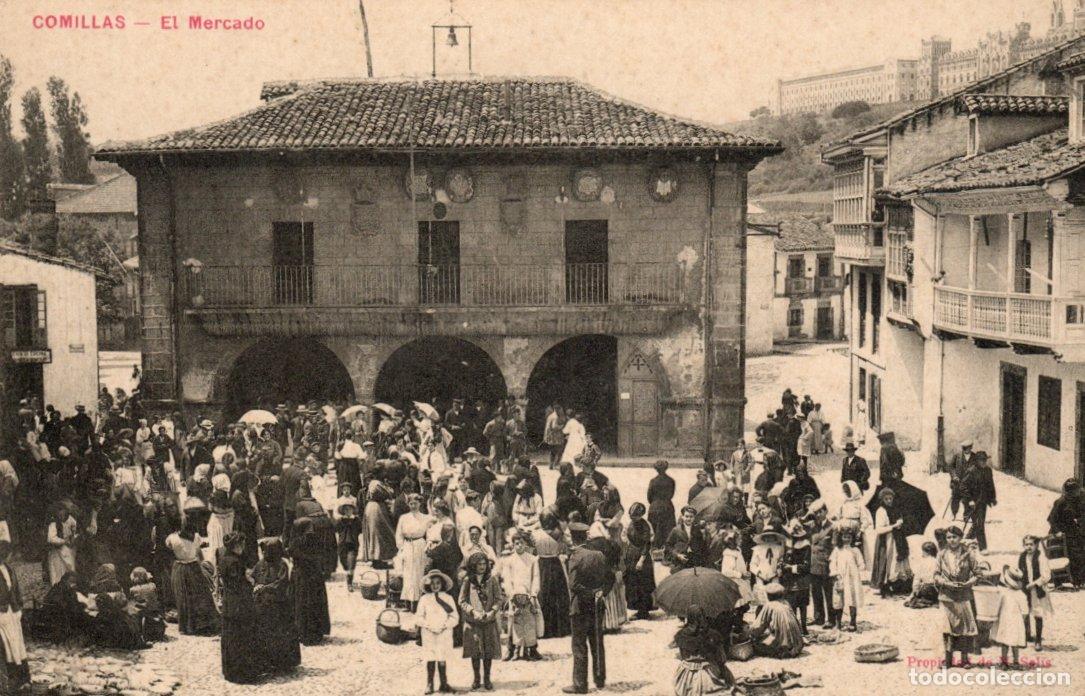 Postkarten: MAGNIFICA POSTAL - COMILLAS (SANTANDER) - EL MERCADO - PROPIEDAD M. SOLIS