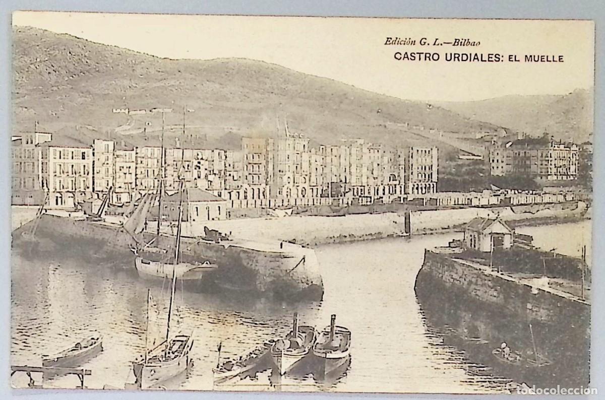 Postales: CASTRO URDIALES (CANTABRIA). EL MUELLE.Tarjeta postal antigua en blanco y negro
