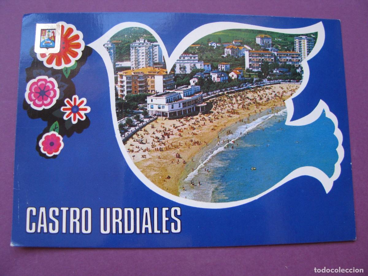Postales: POSTAL DE CASTRO URDIALES. PLAYA. VISTA AEREA. DOMINGUEZ 6