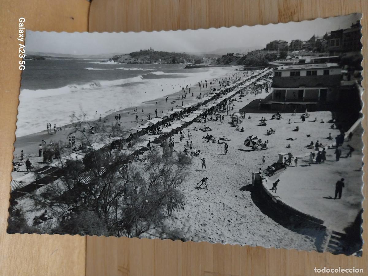 Postales: PLAYA DESDE PIQUIO SANTANDER ED DARVI 52 CIRCULADA A&Ntilde;O 1957 ANIMADA PRECIOSA IMAGEN