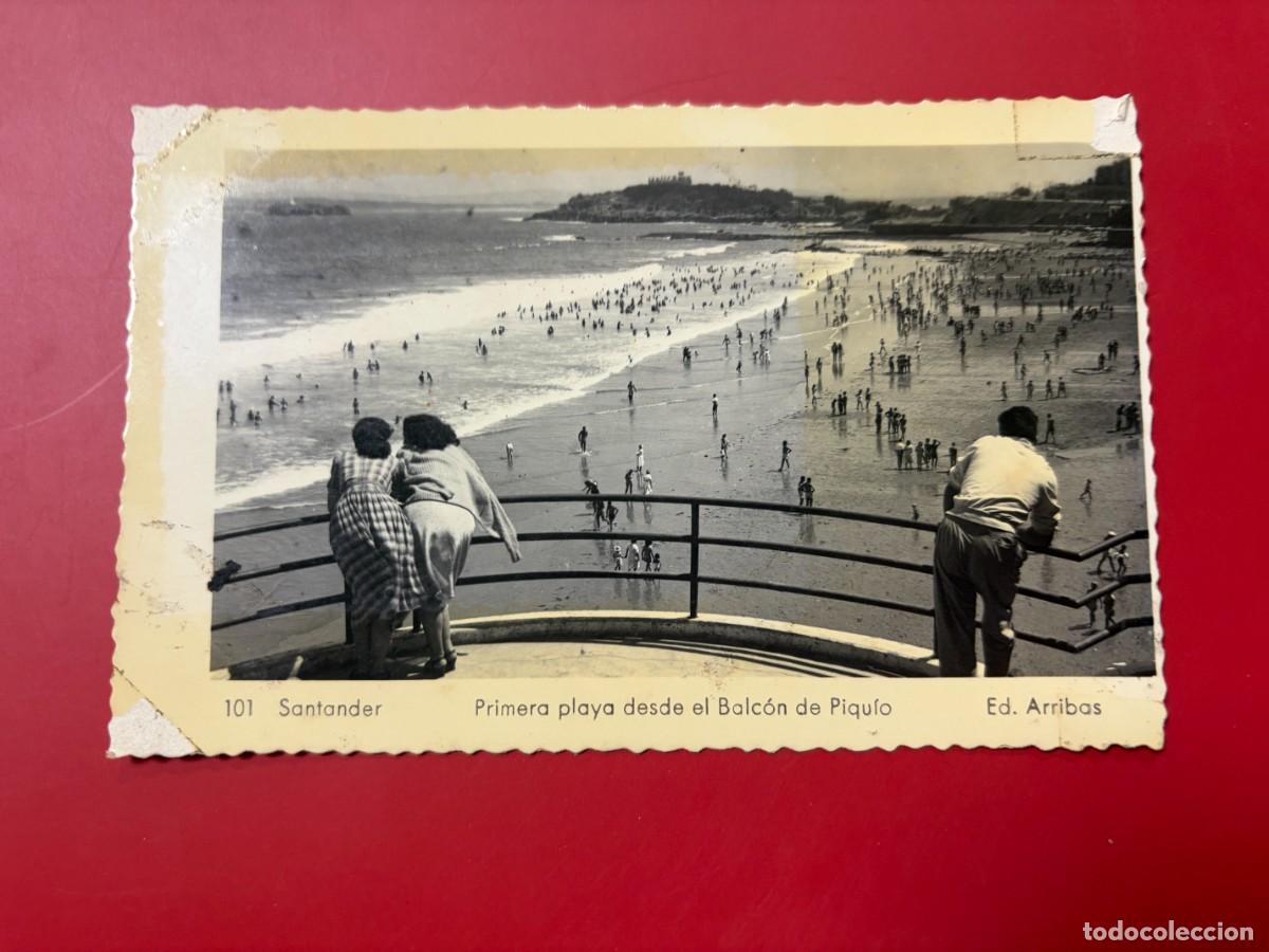 Postales: TARJETA POSTAL FOTOGR&Aacute;FICA - SANTANDER - PRIMERA PLAYA DESDE EL BALC&Oacute;N DE PIQU&Iacute;O - 101 - ED. ARRIBAS
