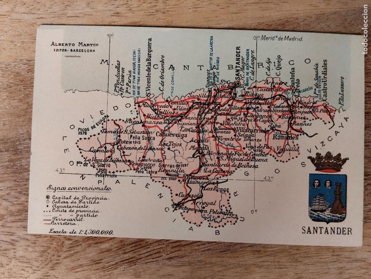 Postales: POSTAL. SANTANDER. MAPA FISICO. - Foto 1