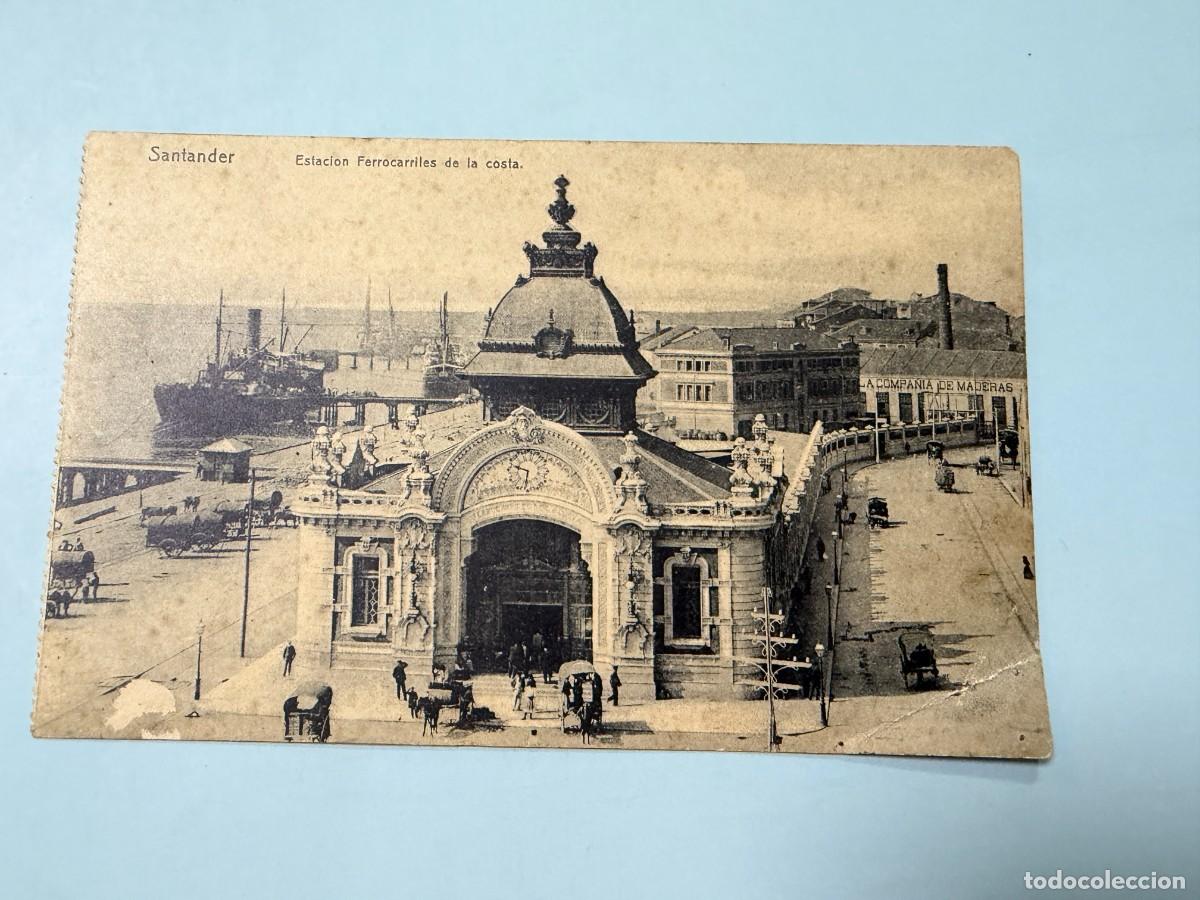 Postales: TARJETA POSTAL. SANTANDER. ESTACI&Oacute;N DE FERROCARRILES DE LA COSTA. PUERTO Y BARCOS