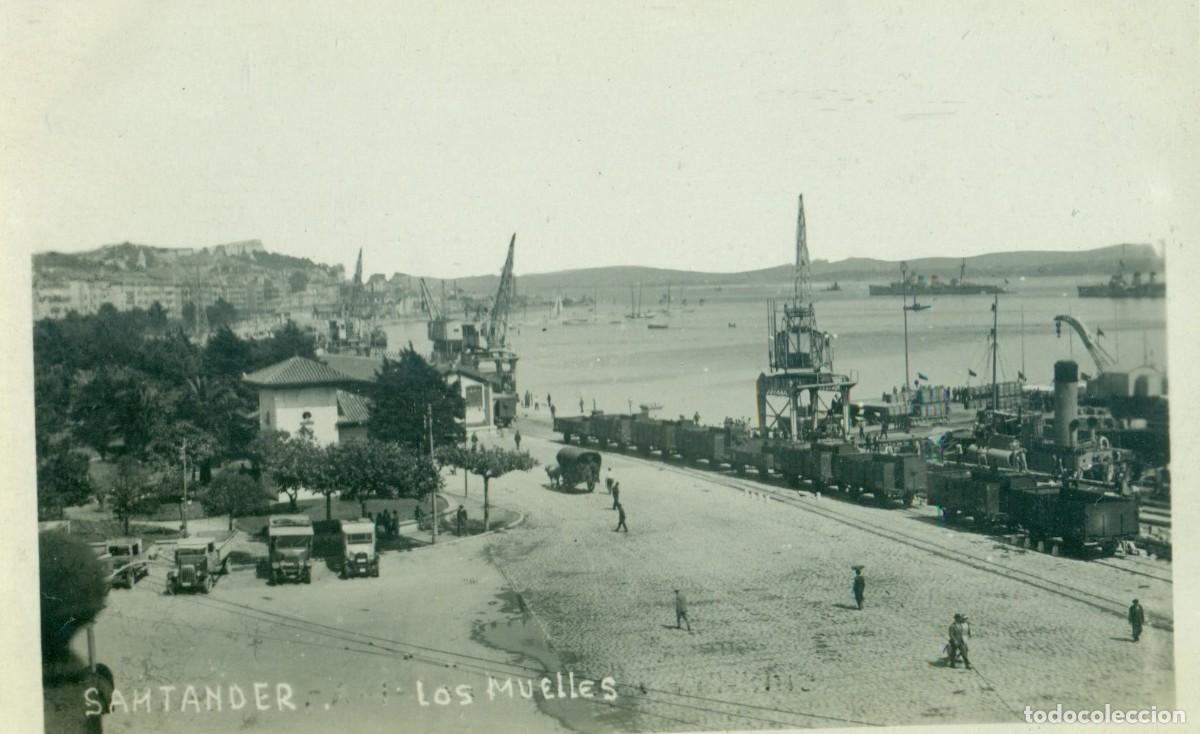 Postales: SANTANDER. LOS MUELLES. HACIA 1920. FOTOGR&Aacute;FICA. RARA.
