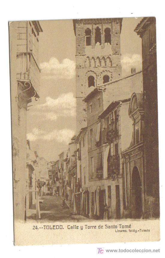 Postkarten: Toledo. Calle y Torre de Santo Tom&eacute;