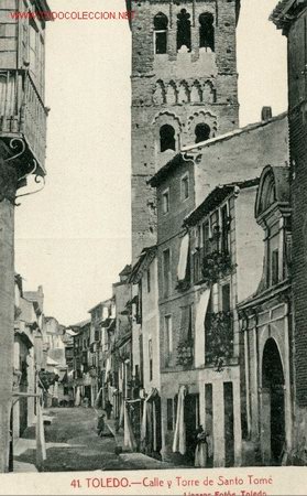 Postkarten: TOLEDO.CALLE Y TORRE DE SANTO TOME.