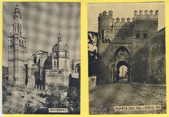 Postcards: TOLEDO-TOLEDO  230 -PUERTA DEL SOL-CATEDRAL PUBLIIDEA S,L, 2 PIEZAS P 674 -BIS