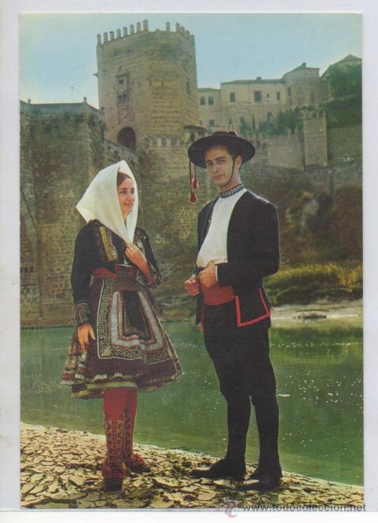 Postcards: TARJETA POSTAL PAREJA TIPICA TOLEDO CANCIONES Y DANZAS DE ESPA&Ntilde;A SECCION FEMENINA DEL MOVIMIENTO