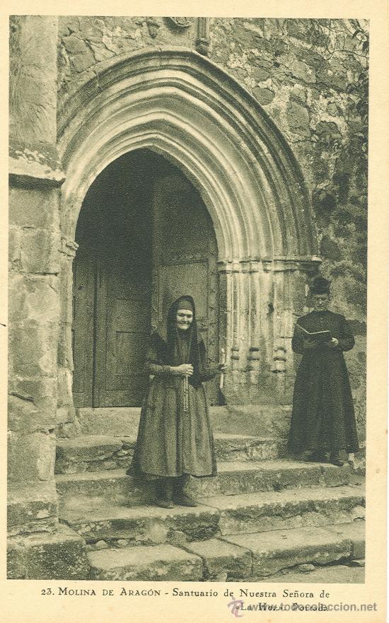 Postcards: MOLINA DE ARAG&Oacute;N. SANTUARIO DE N.S. DE LA HOZ. PORTADA. HACIA 1940.