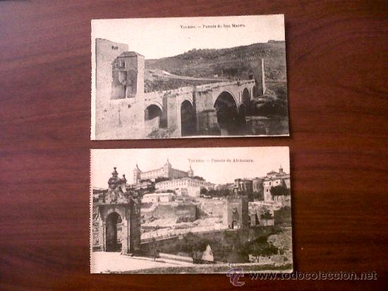 Postais: ANTIGUA POSTAL TOLEDO-LOTE DE2-PUENTE DE SAN MARTIN Y PUENTE DE ALC&Aacute;NTARA-FOTOTIPIA J.ROIG