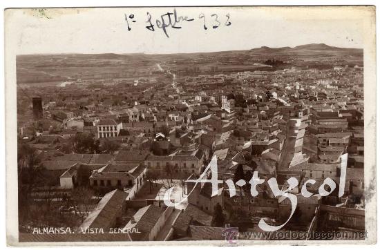 Postales: RARA POSTAL - ALMANSA (ALBACETE) - VISTA GENERAL