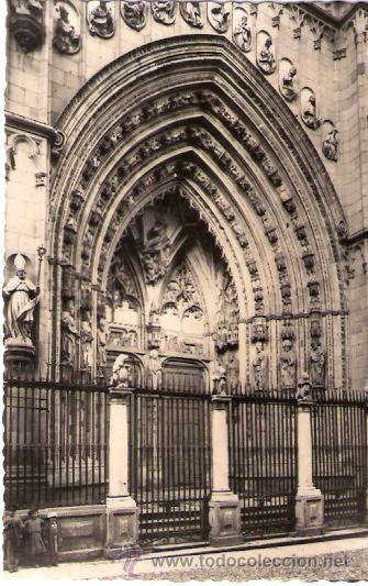 Postais: TARJETA POSTAL.TOLEDO. N&ordm; 86. PUERTA DE LOS LEONES DE LA CATEDRAL. ED. E. F. I.