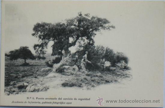 Postais: Postal militar Academia de Infanter&iacute;a.Puesto avanzado del servicio de seguridad.1912.
