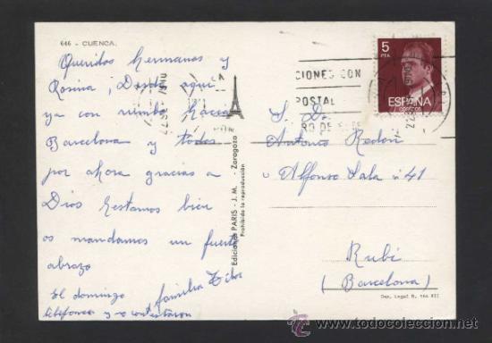 Postales: Cuenca. Ed. Paris n&ordm; 646. Circulada. - Foto 2