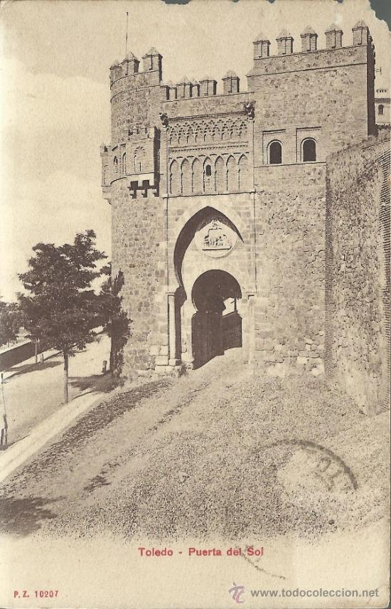 Postales: TOLEDO PUERTA DEL SOL ESCRITA - Foto 1