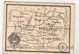 Postais: Cromo con plano de la provincia de Ciudad Real. 5 x 6 cm.