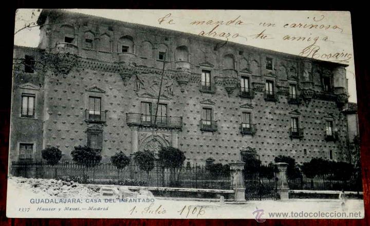 Postcards: Antigua postal de Guadalajara, casa del infantado, 1337 hauser y menet, circulada.