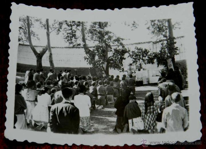 Postais: ANTIGUA FOTOGRAFIA DE VILLAR DEL POZO (CIUDAD REAL), COLONIA INFANTIL, BALNEARIO, A&Ntilde;OS 50-60, MIDE 8