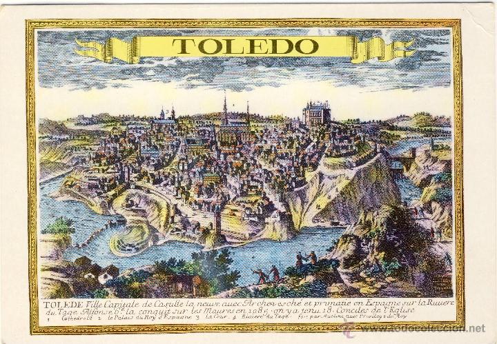 Cartes Postales: TOLEDO.- Con grabado de la antigua ciudad.- Con canto a Toledo.-Postal de 1968.-